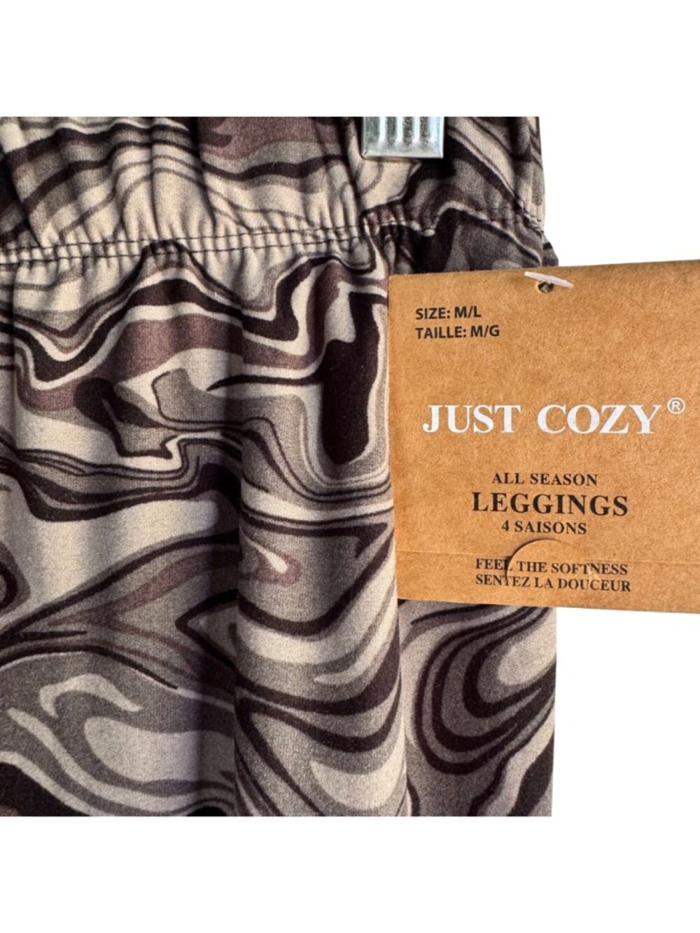 Just Cozy Womens All-Season Leggings Swirl Camouflage Print M/L Lightweight NWT - Picture 4 of 9